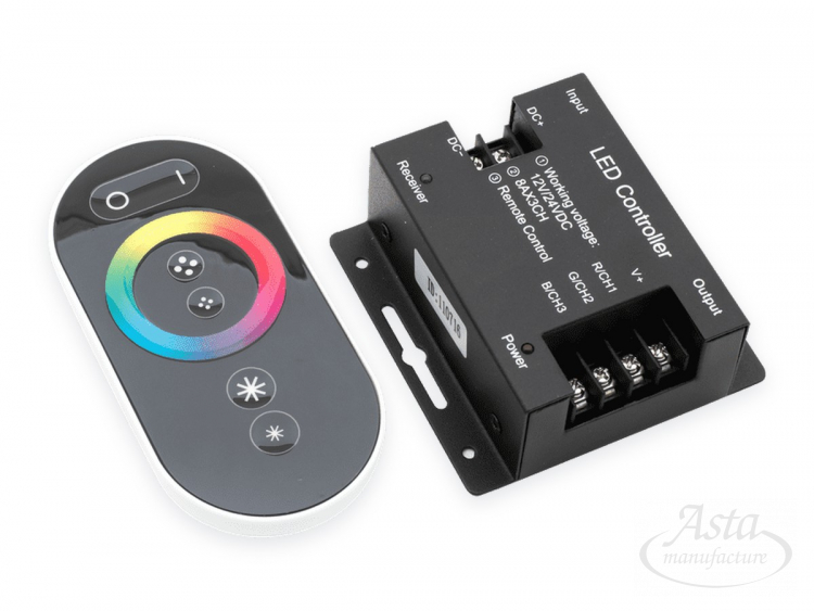 Контроллер SWG RGB сенсорный с пультом, 12/24 В, 3х8 А, черный (RF-RGB-S-24A) Контроллер SWG RGB сенсорный с пультом, 12/24 В, 3х8 А, черный (RF-RGB-S-24A)